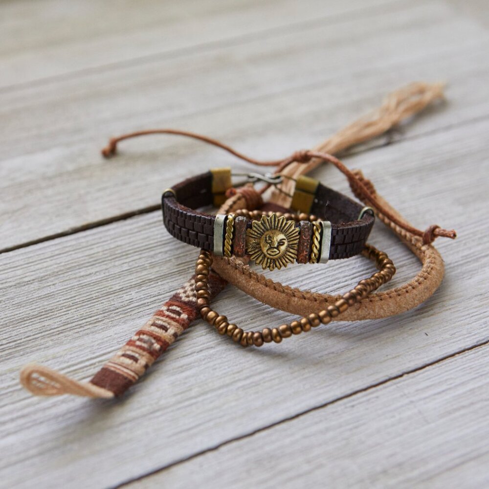 Boho Brown + Tan Bracelet Set | Summer Sunshine {4 Bracelet Pack}